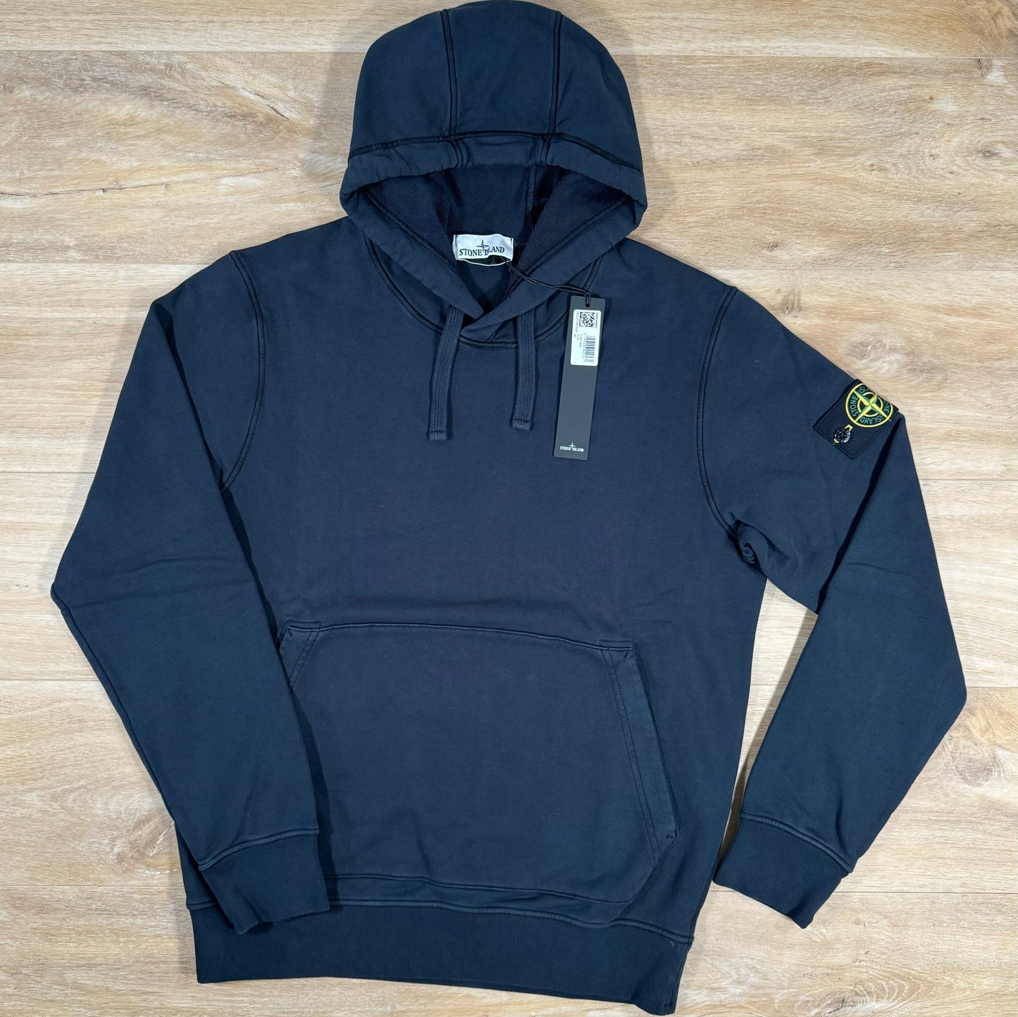 Stone Island Organic Cotton Fleece Pullover Hoodie in Navy