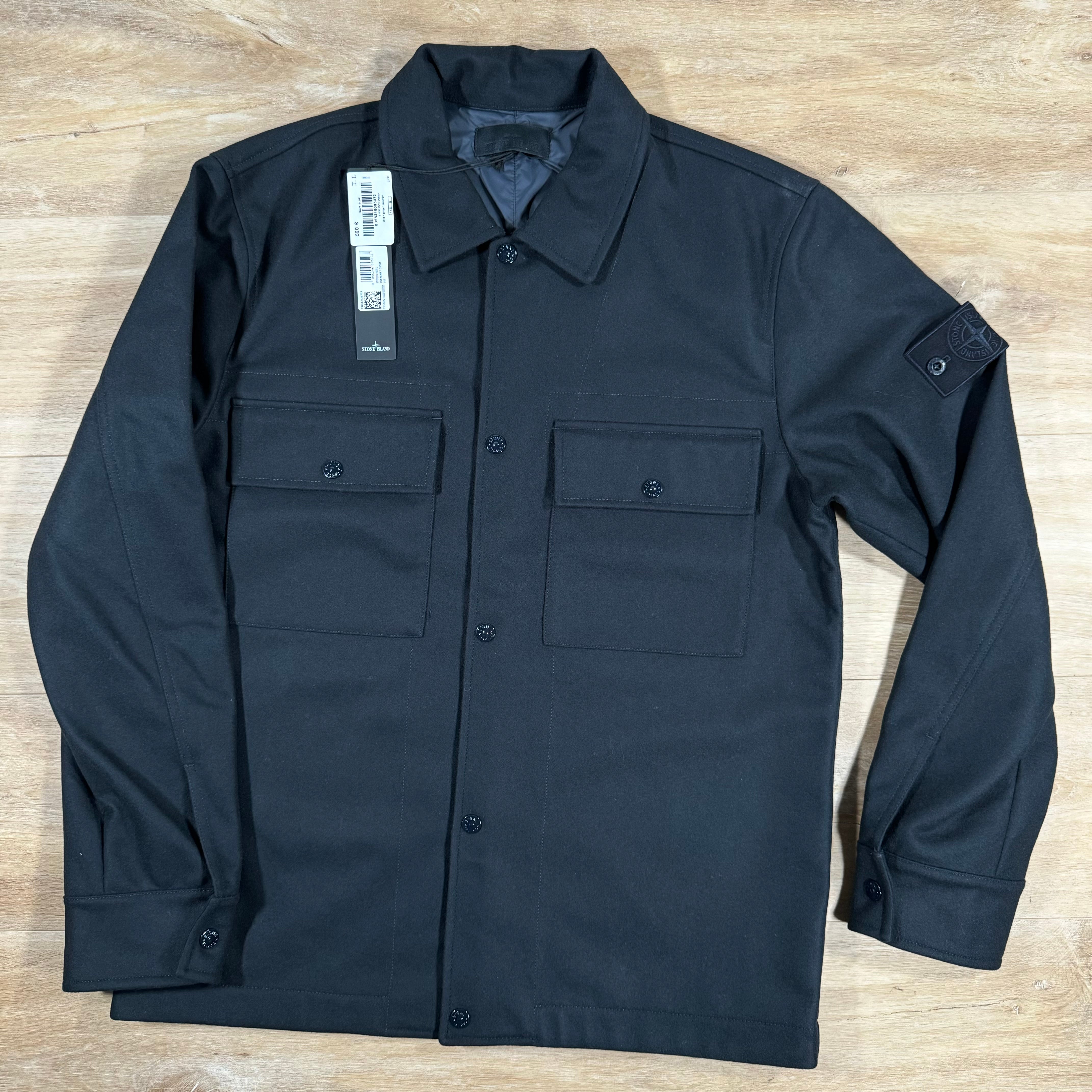 Stone Island Nylon Wool Ghost Overshirt in Navy LABEL MENSWEAR