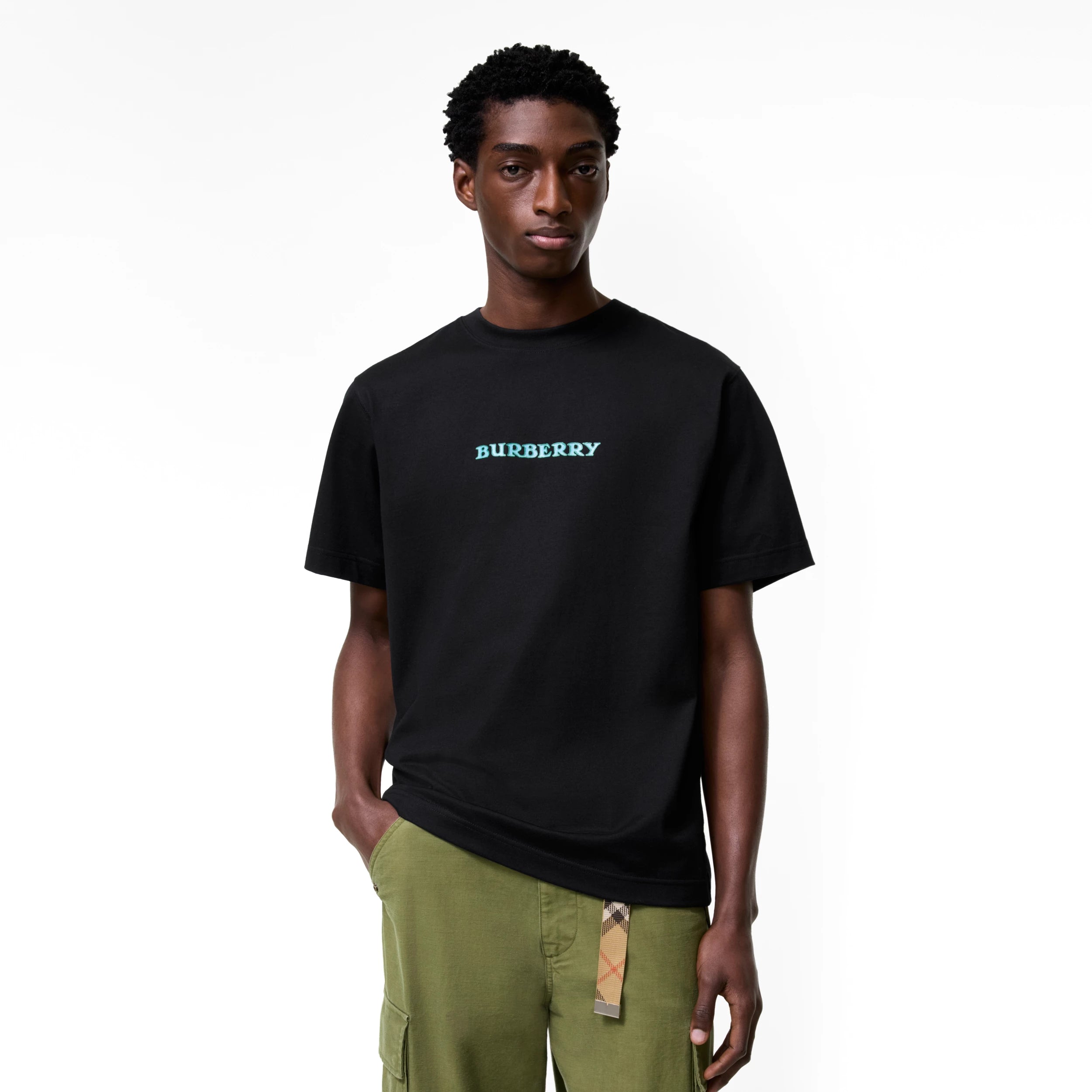 Burberry Heritage Logo Cotton T-Shirt in Black