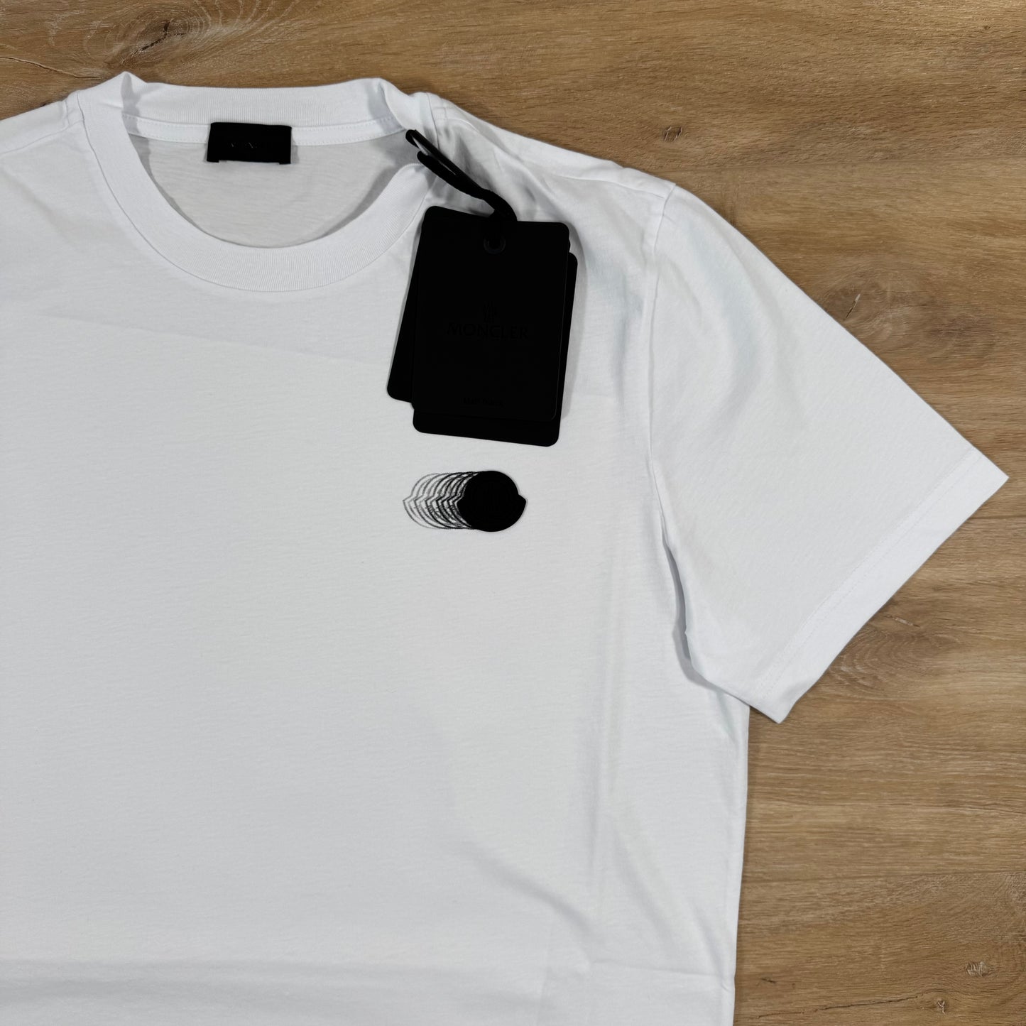 Moncler Faded Logo Motif Cotton T-Shirt in White