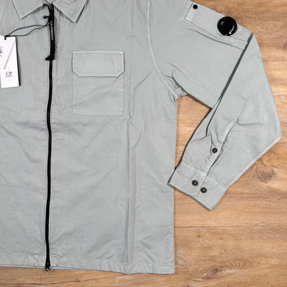 C.P. Company Organic Gabardine Lens Overshirt in Blue Fox - Grey