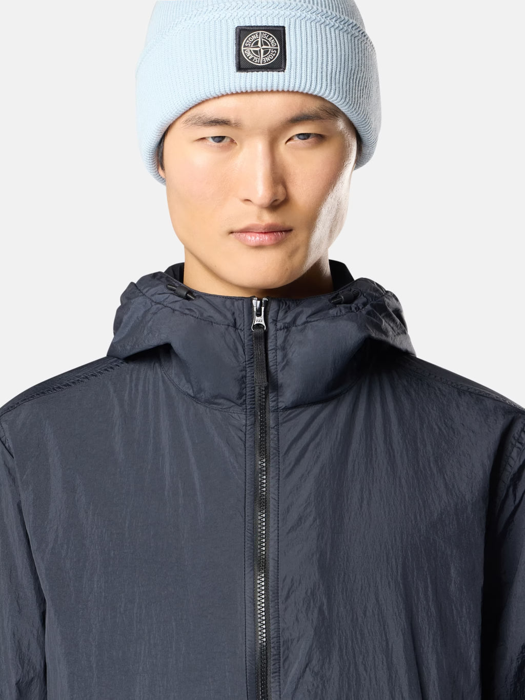Stone Island Crinkle Reps NY Hooded Jacket in Navy