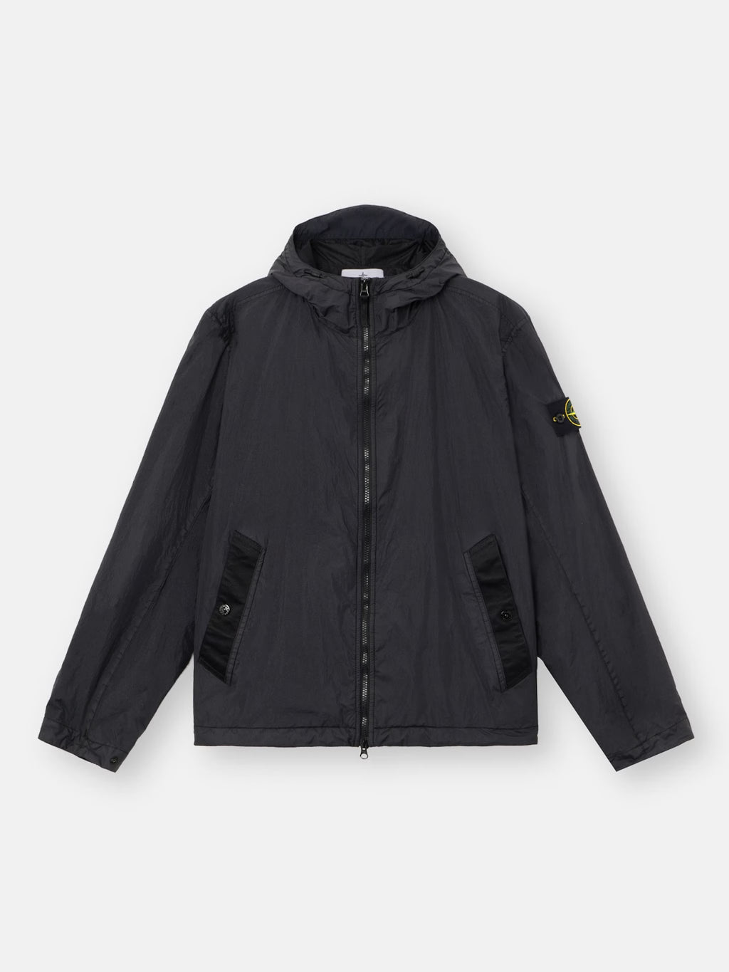 Stone Island Crinkle Reps NY Hooded Jacket in Black