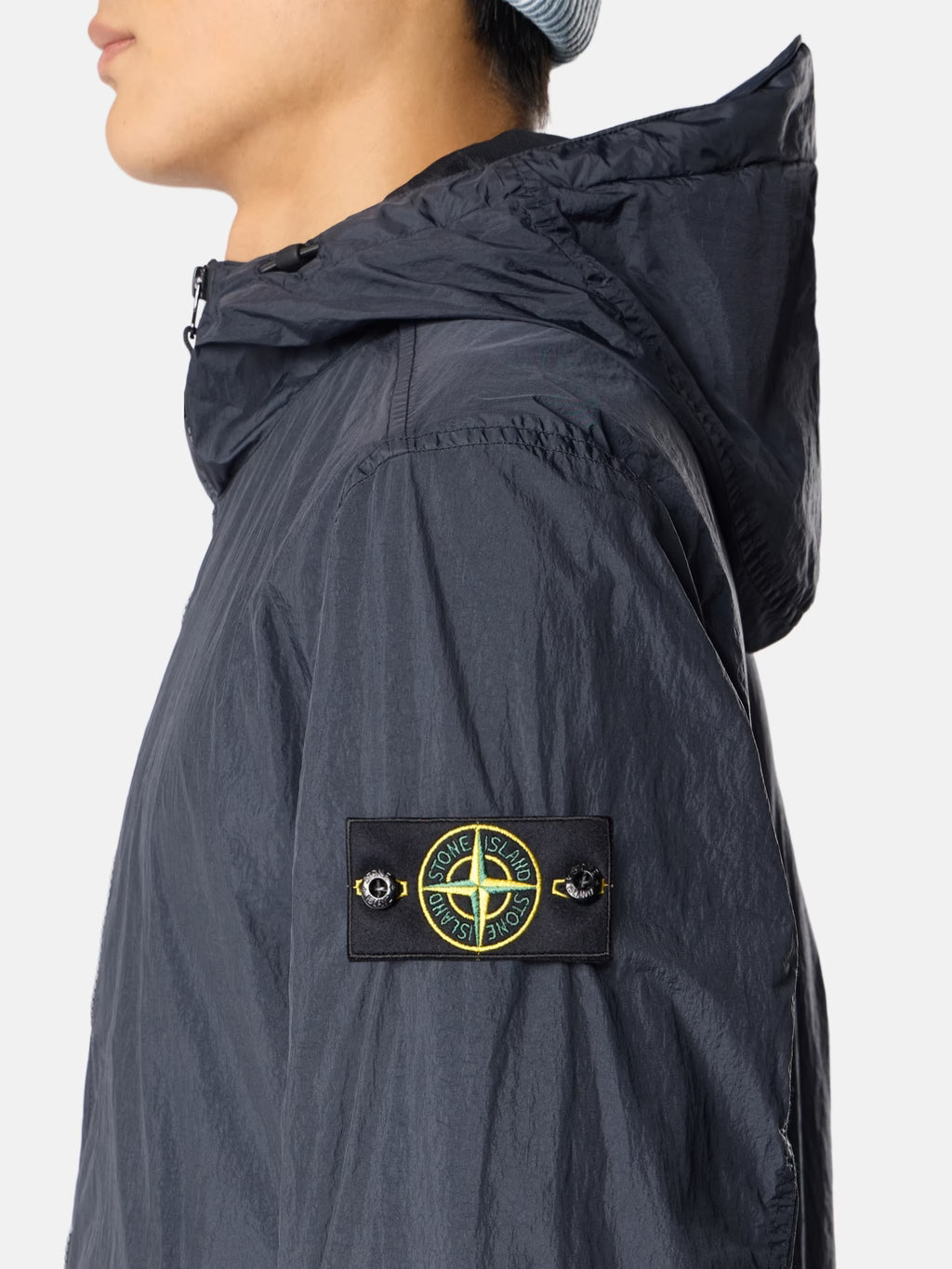 Stone Island Crinkle Reps NY Hooded Jacket in Navy
