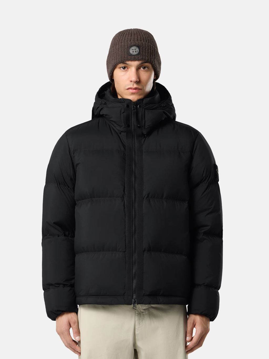 Stone Island Matt Ripstop Cordura Advanced Fabrics Down Jacket in Black