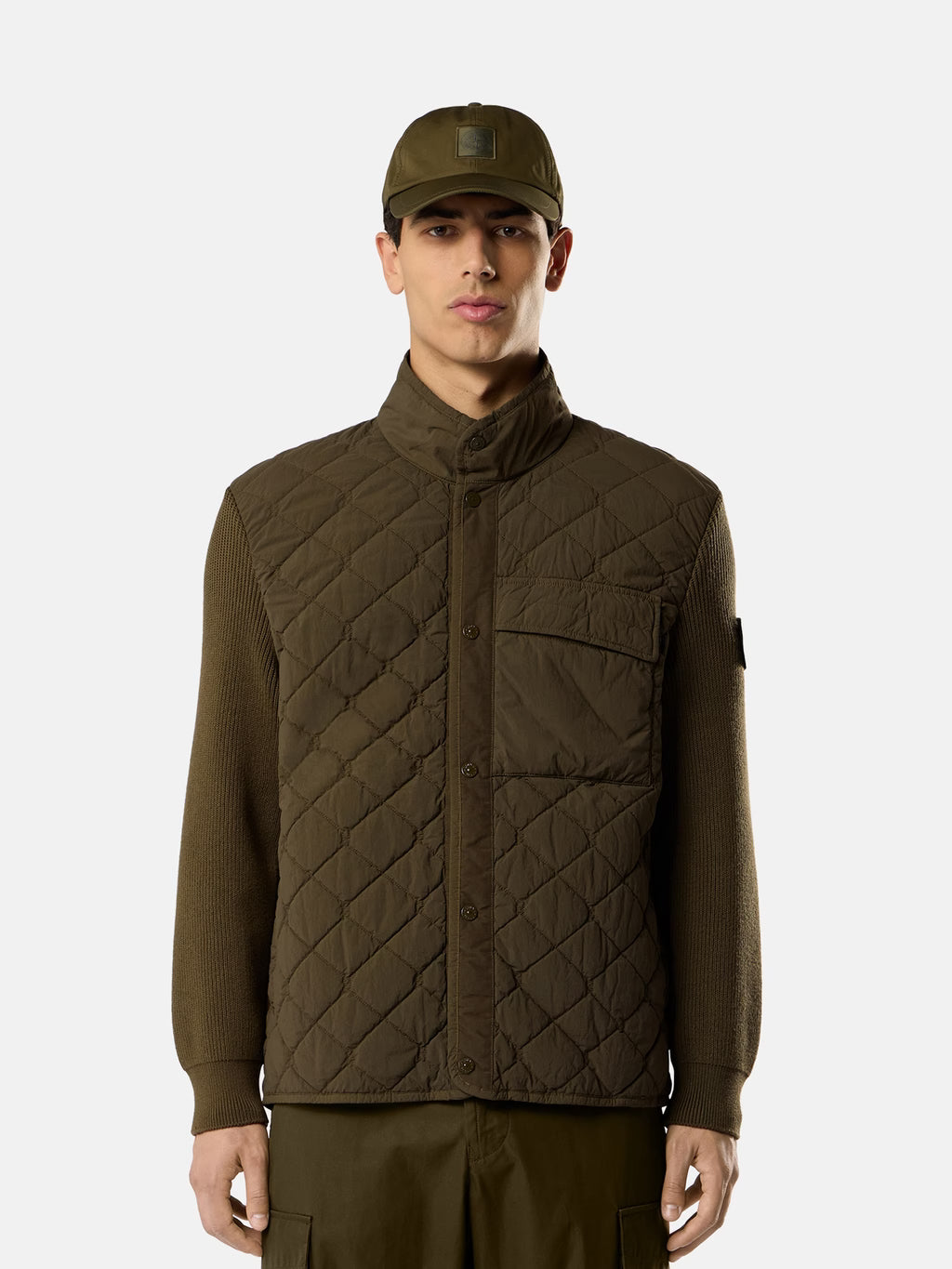 Stone Island Nylon Smerigliato Ghost Padded Jacket in Military Green