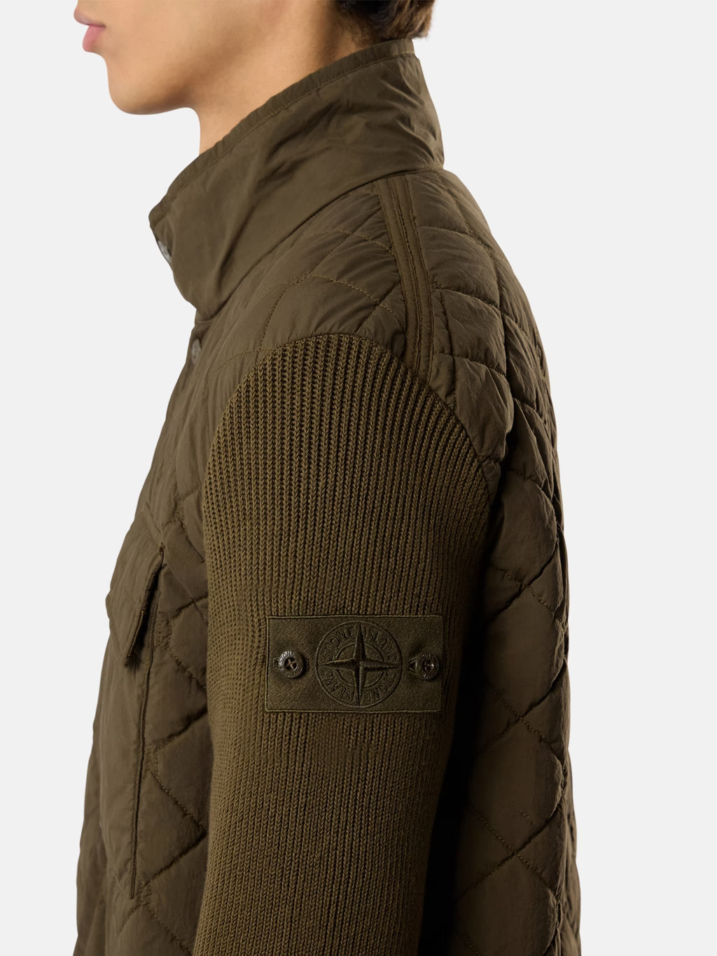 Stone Island Nylon Smerigliato Ghost Padded Jacket in Military Green