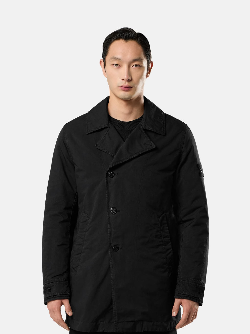 Stone Island David-TC Ghost Padded Peacoat in Black
