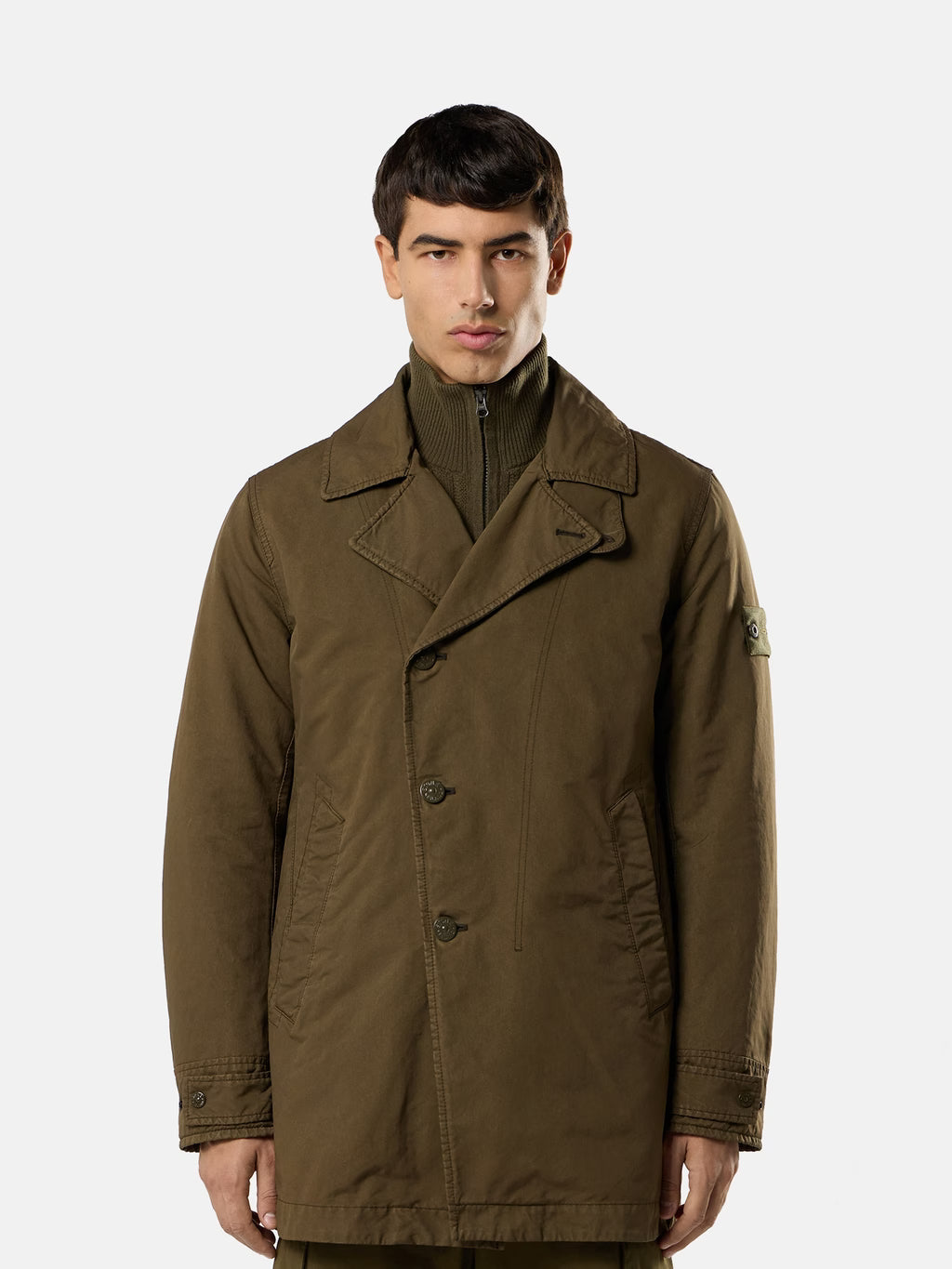 Stone Island David-TC Ghost Padded Peacoat in Military Green