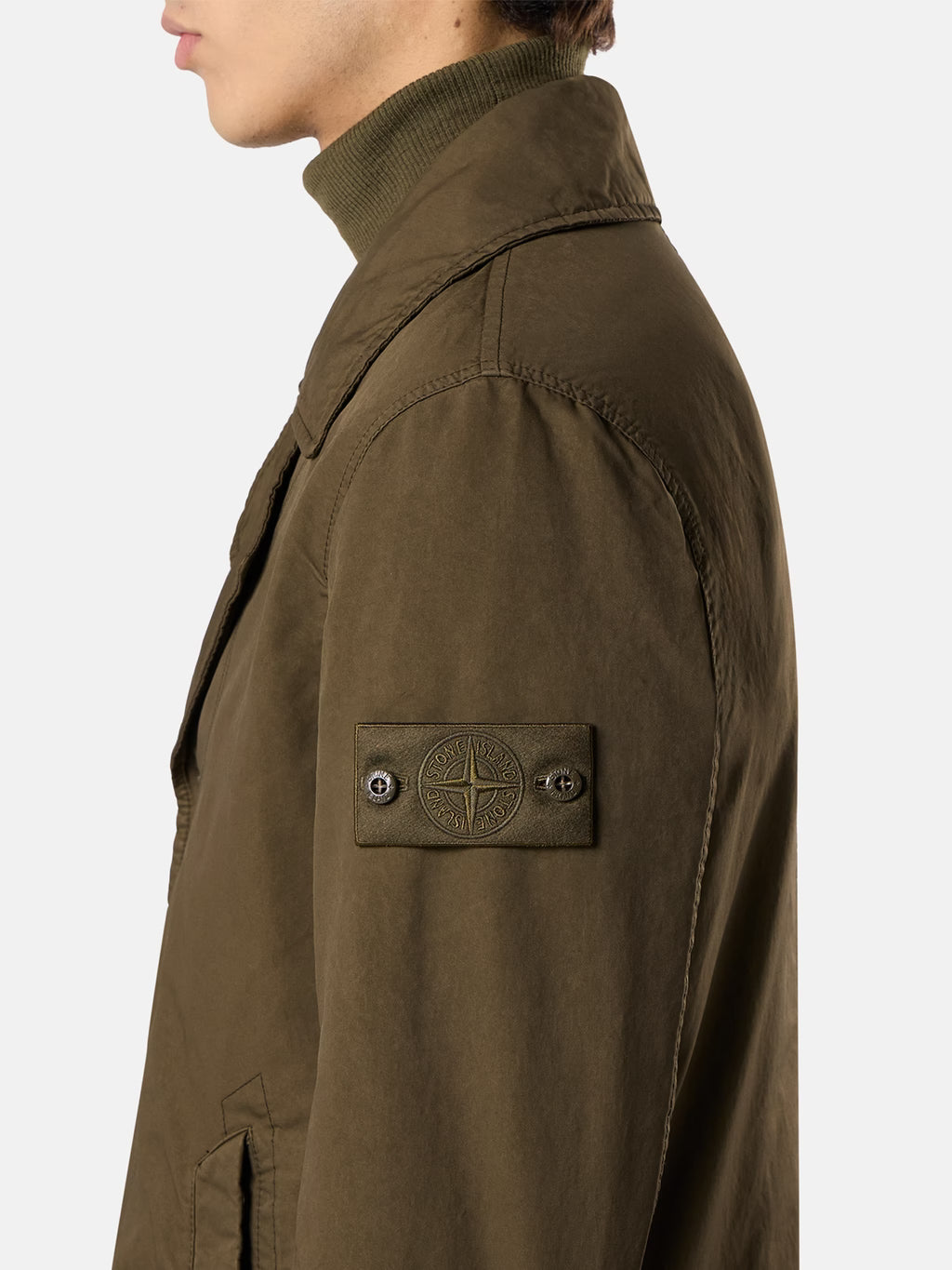 Stone Island David-TC Ghost Padded Peacoat in Military Green
