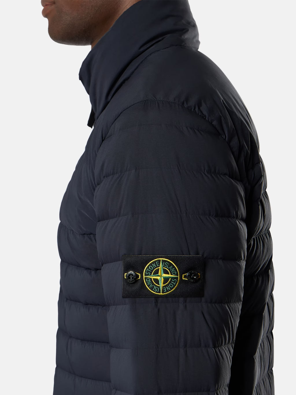 Stone Island Seamless Tunnel Nylon Down-TC Stand Collar Jacket in Navy