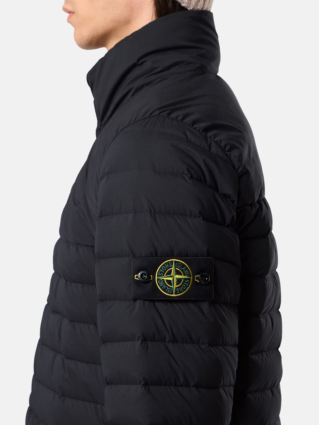 Stone Island Seamless Tunnel Nylon Down-TC Stand Collar Jacket in Black