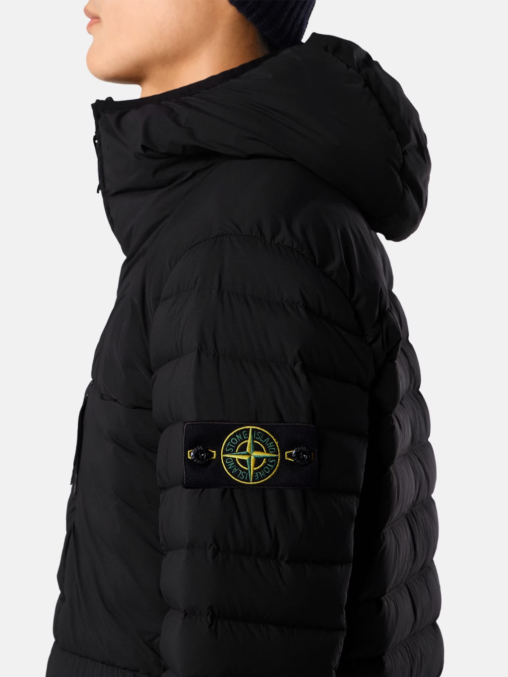 Stone Island Seamless Tunnel Nylon Down-TC Hooded Jacket in Black