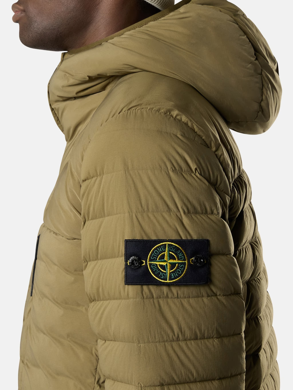 Stone Island Seamless Tunnel Nylon Down-TC Hooded Jacket in Military Green
