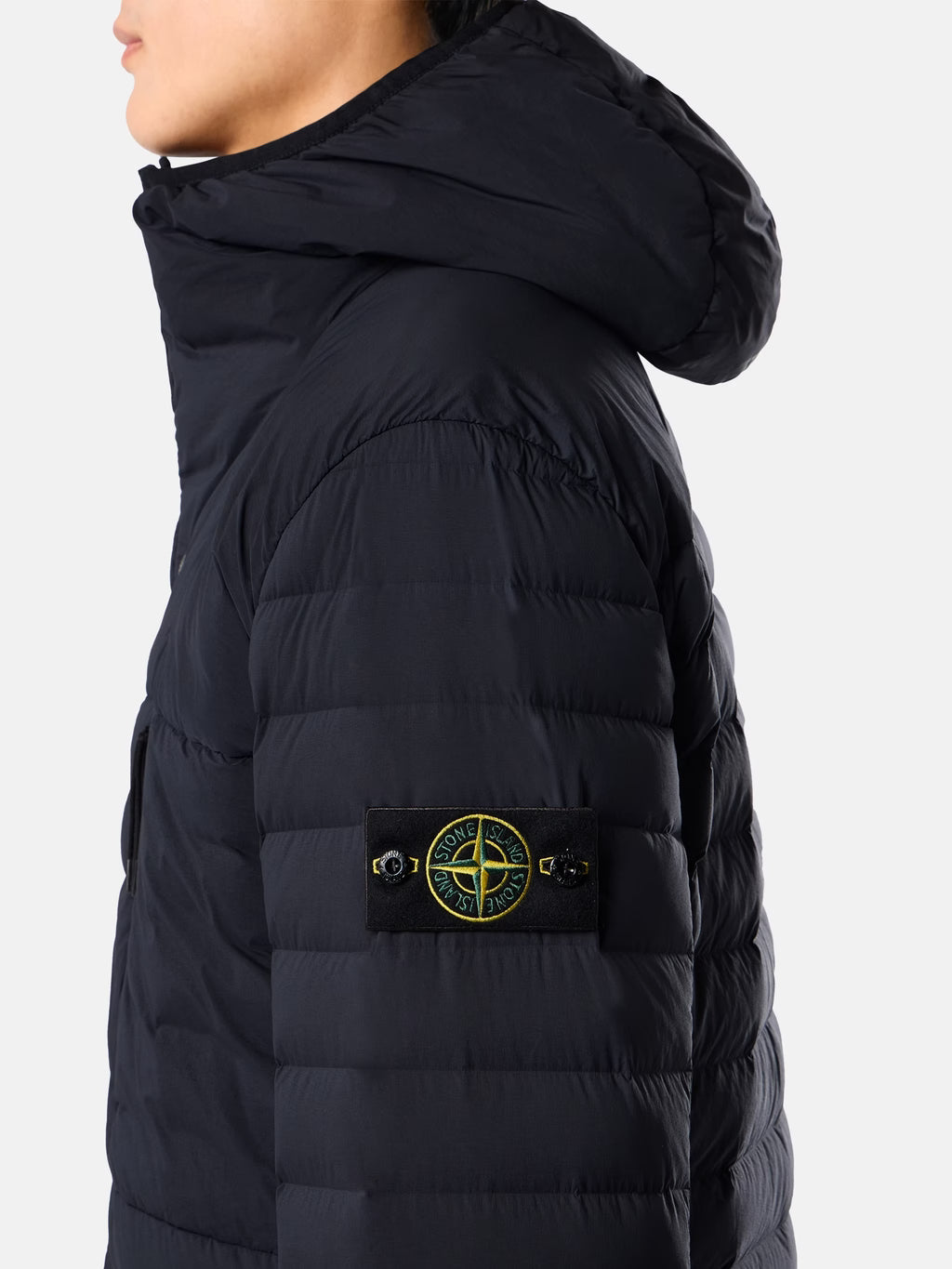 Stone Island Seamless Tunnel Nylon Down-TC Hooded Jacket in Navy