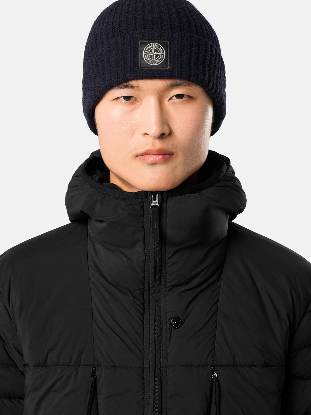 Stone Island Seamless Tunnel Nylon Down-TC Hooded Jacket in Black