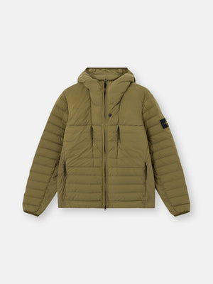 Stone Island Seamless Tunnel Nylon Down-TC Hooded Jacket in Military Green