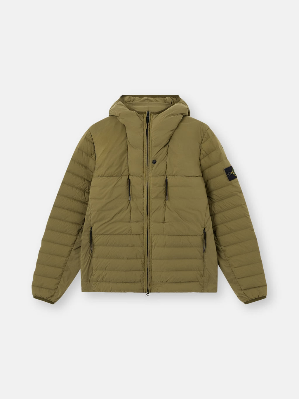 Stone Island Seamless Tunnel Nylon Down-TC Hooded Jacket in Military Green