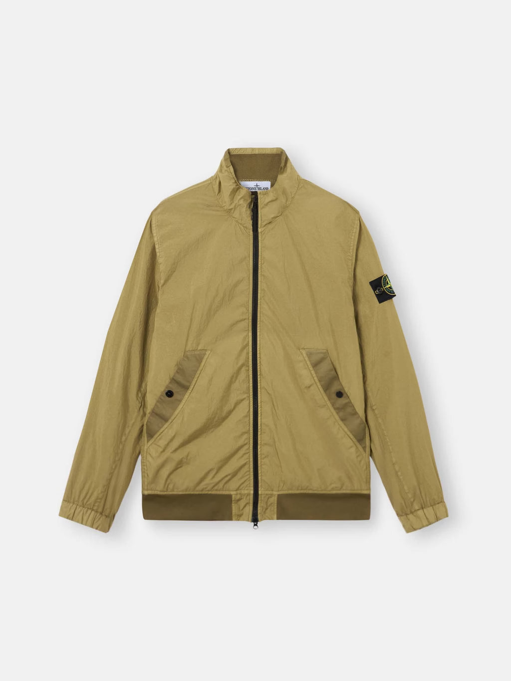 Stone Island Crinkle Reps NY Stand Collar Jacket in Laurel Green