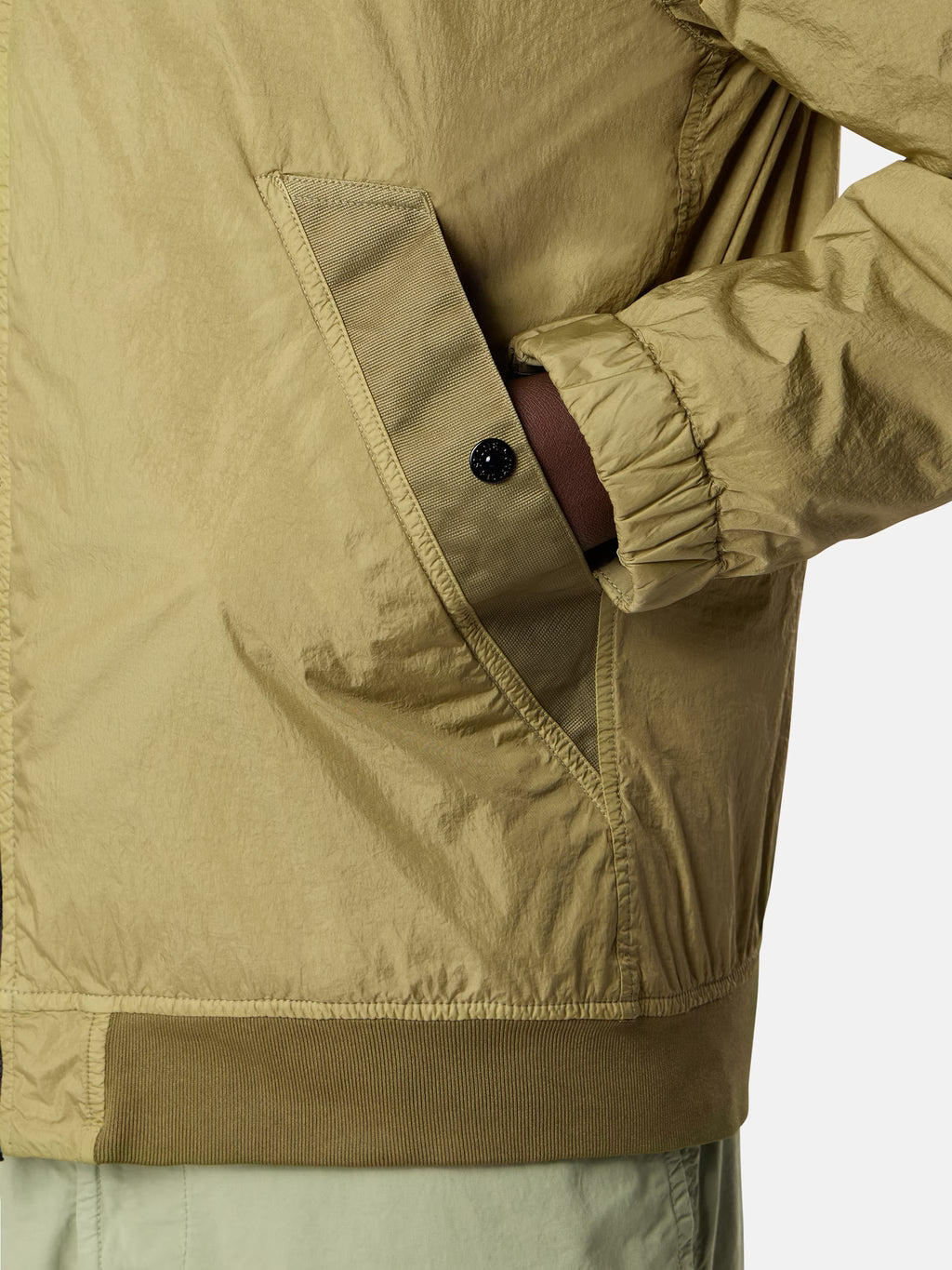 Stone Island Crinkle Reps NY Stand Collar Jacket in Laurel Green