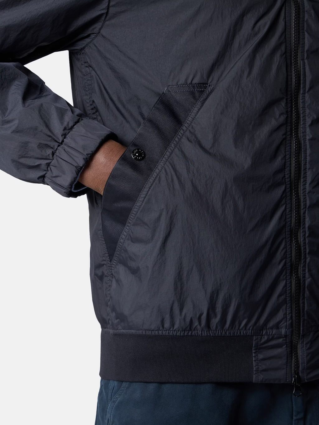 Stone Island Crinkle Reps NY Stand Collar Jacket in Navy