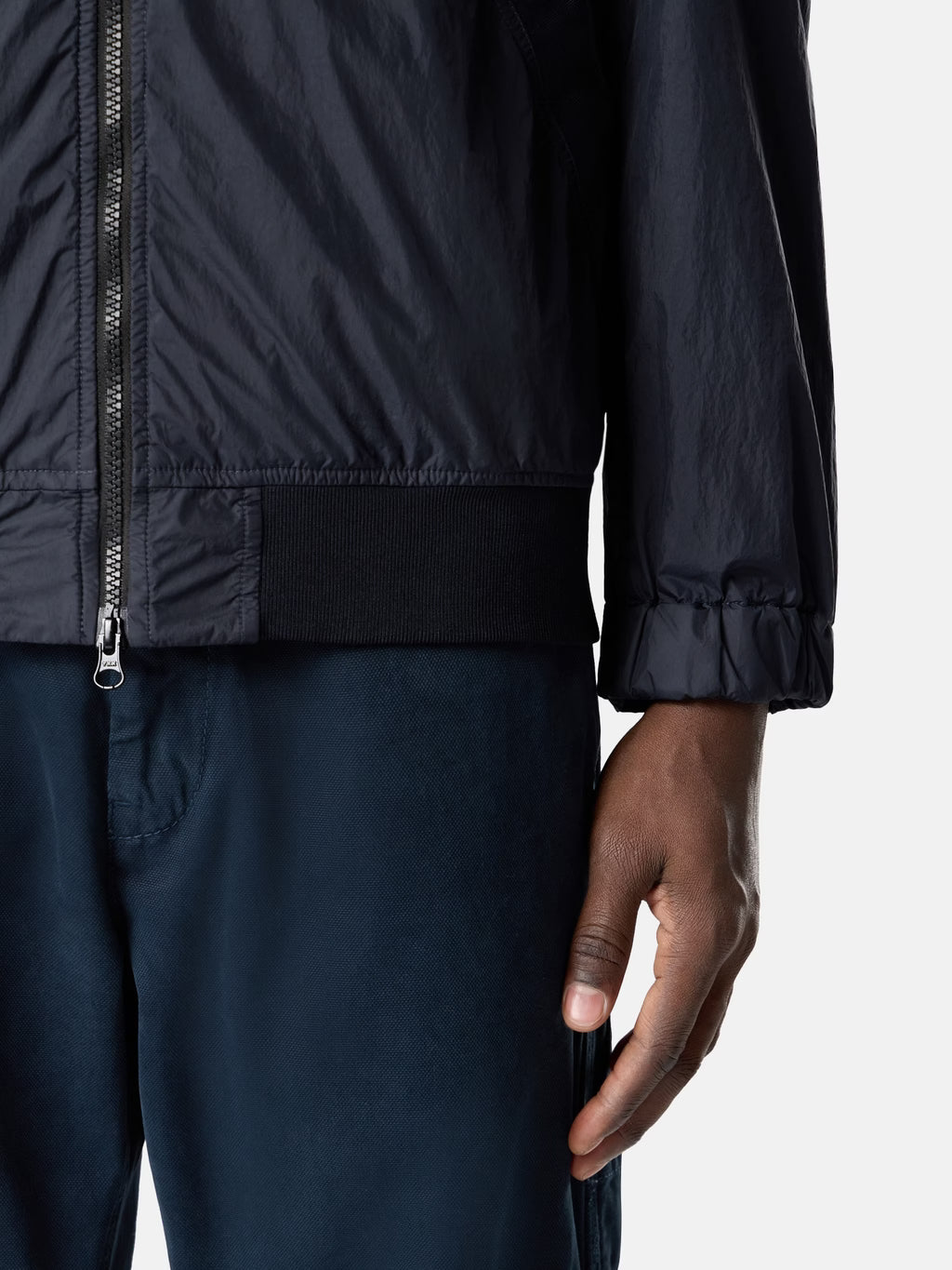 Stone Island Crinkle Reps NY Stand Collar Jacket in Navy