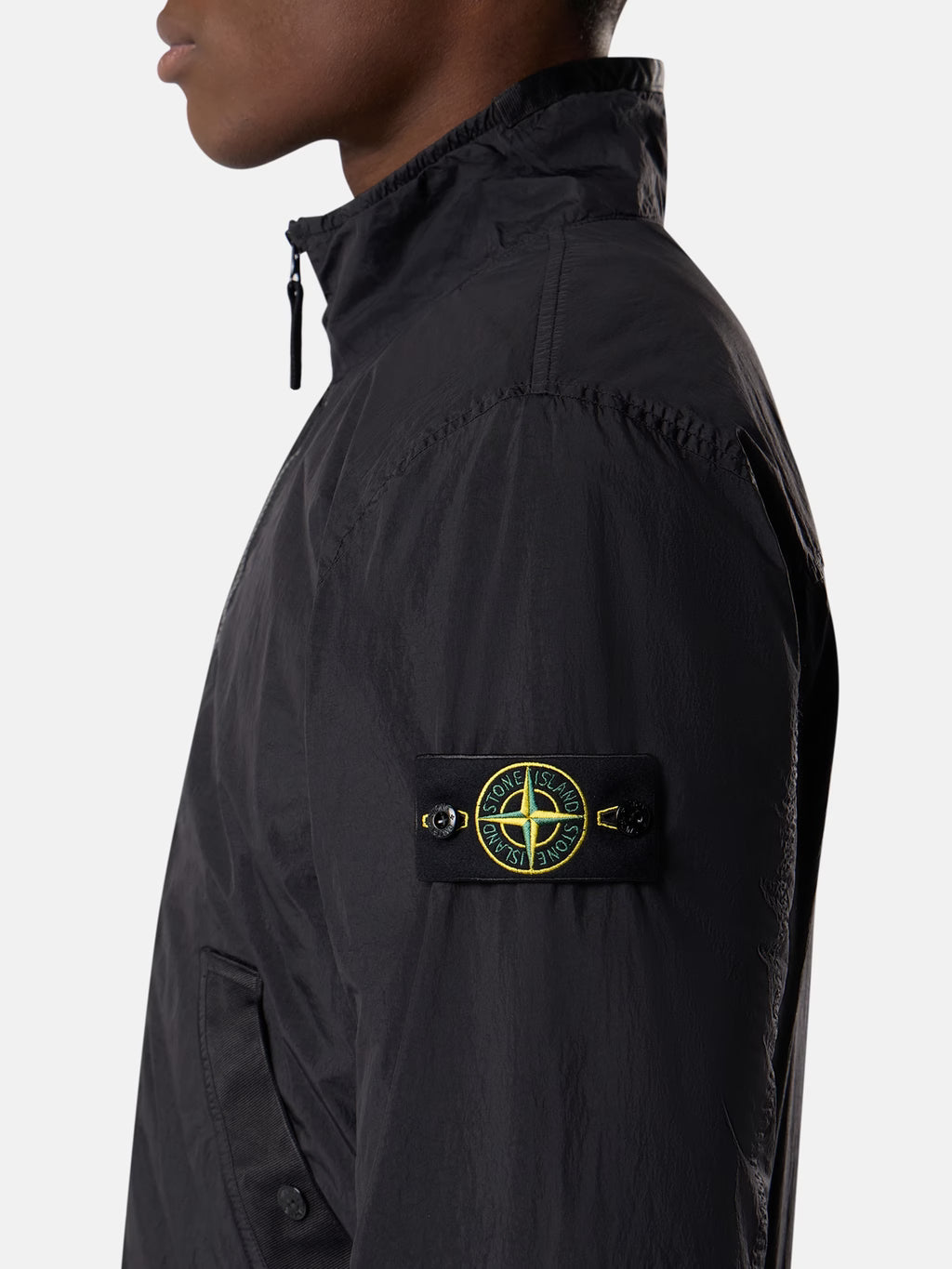 Stone Island Crinkle Reps NY Stand Collar Jacket in Black