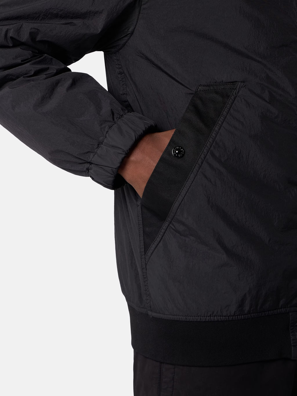 Stone Island Crinkle Reps NY Stand Collar Jacket in Black