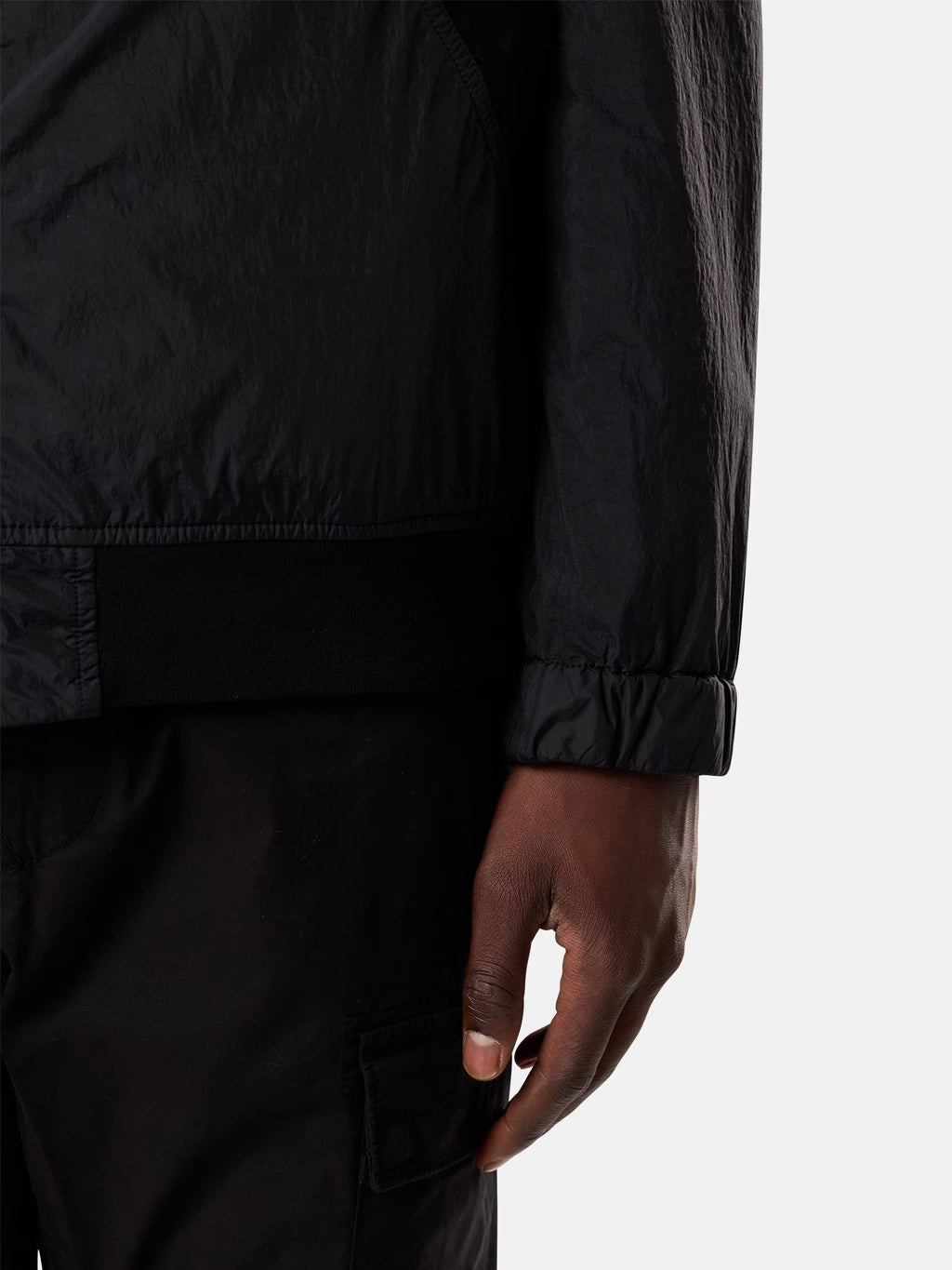 Stone Island Crinkle Reps NY Stand Collar Jacket in Black