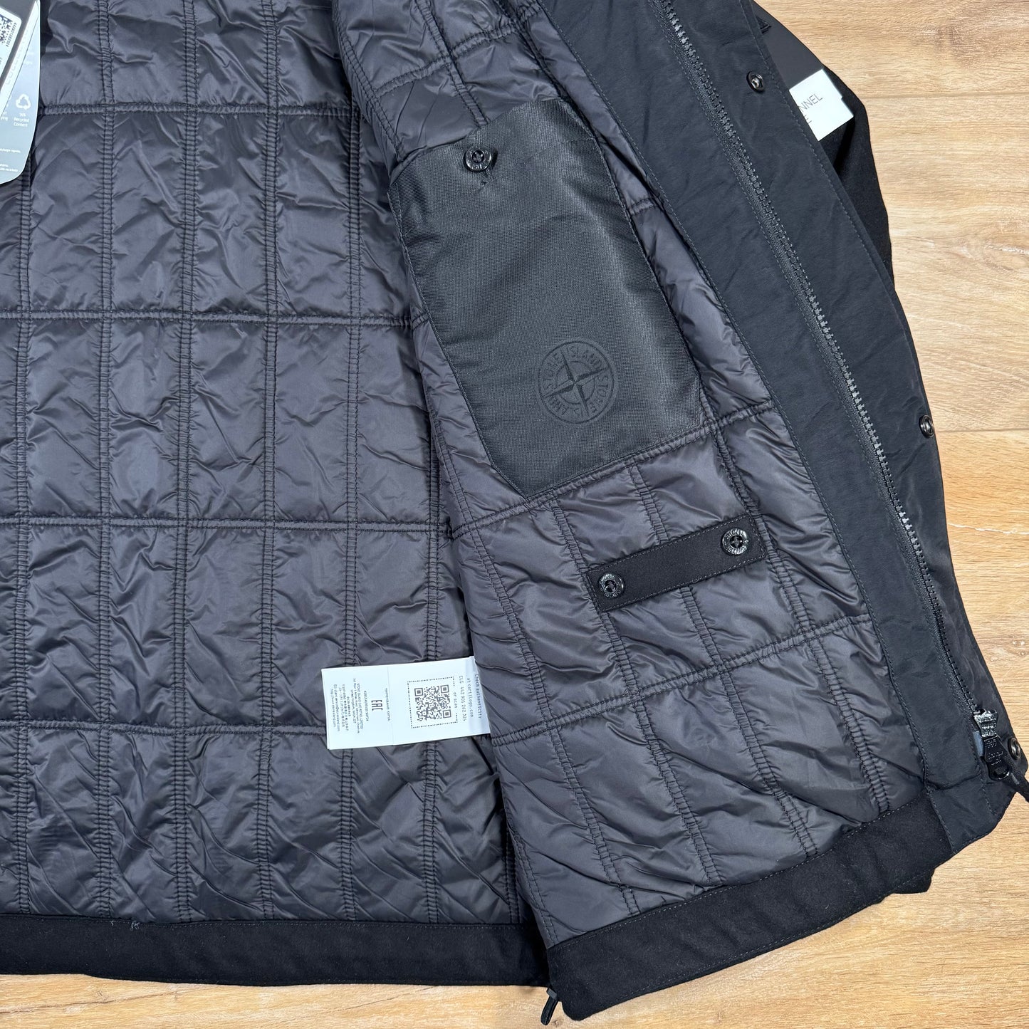 Stone Island Ghost Wool Nylon Flannel Parka in Black