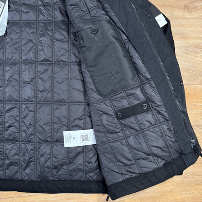 Stone Island Ghost Wool Nylon Flannel Parka in Black