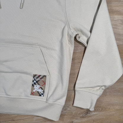 Burberry Check Label Cotton Hoodie in Nutmeg