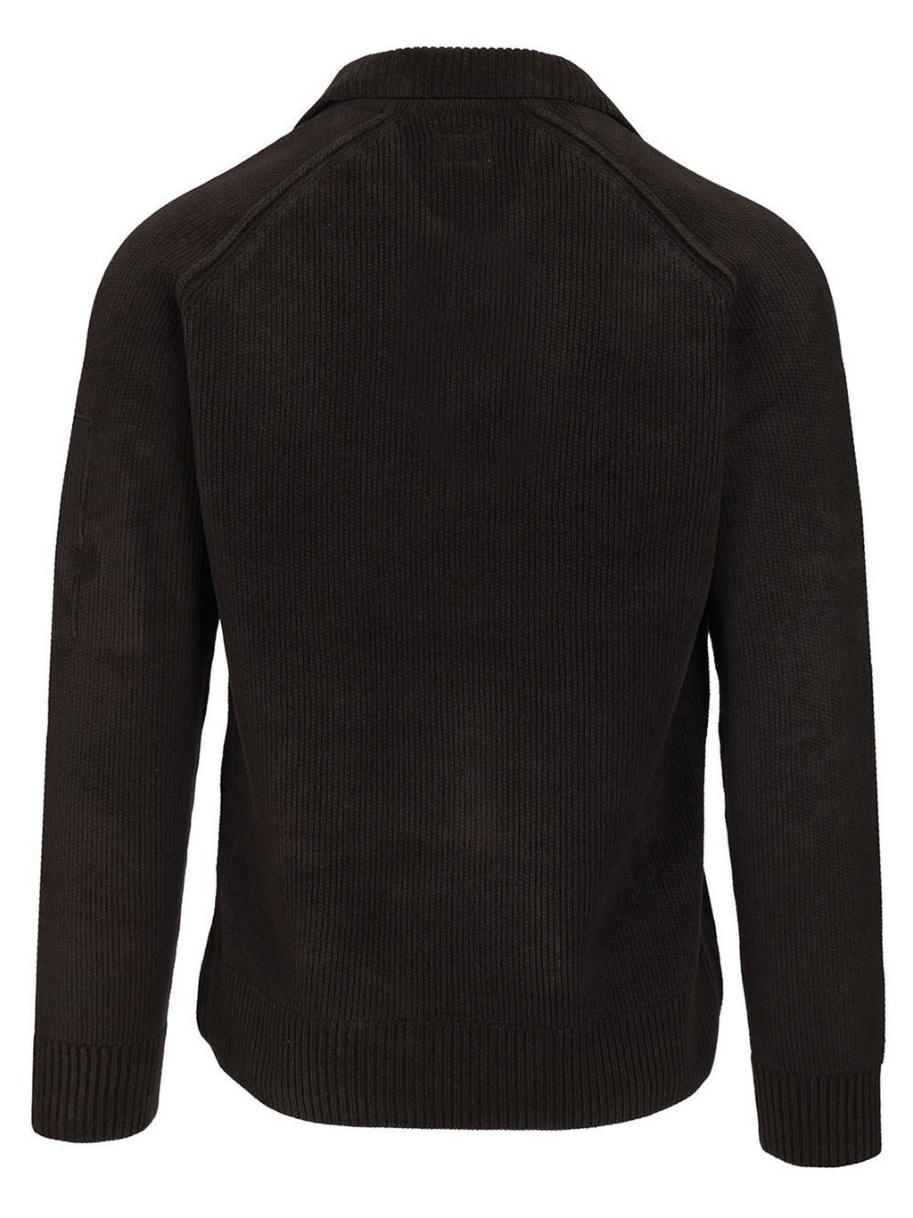 C.P. Company Chenille Cotton Lens Polo Sweater in Black