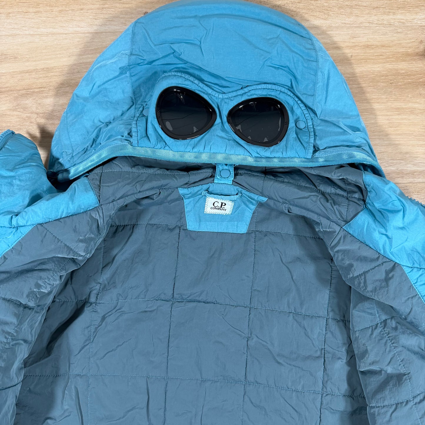 C.P. Company Chrome-R Padded Goggle Jacket in Aegean Blue