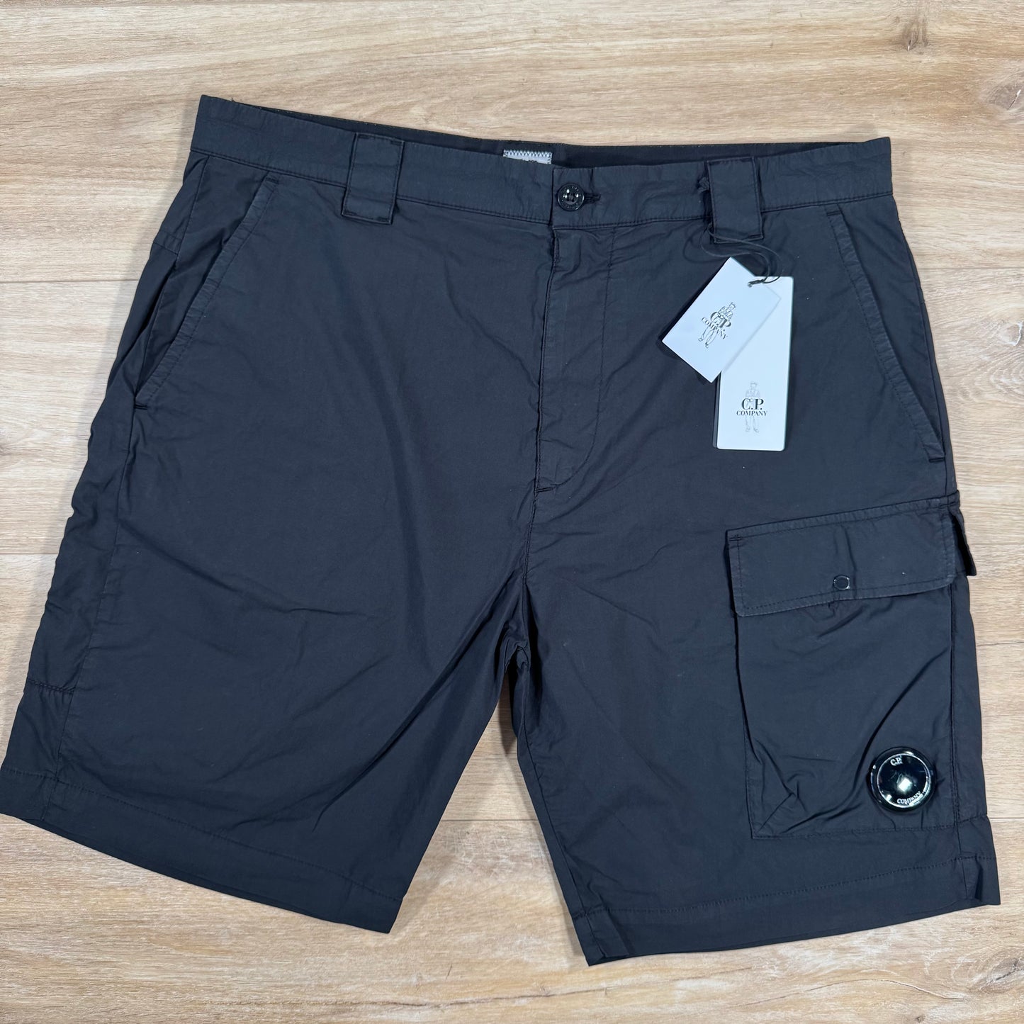 C.P. Company 50 Fili Stretch Cargo Shorts in Black