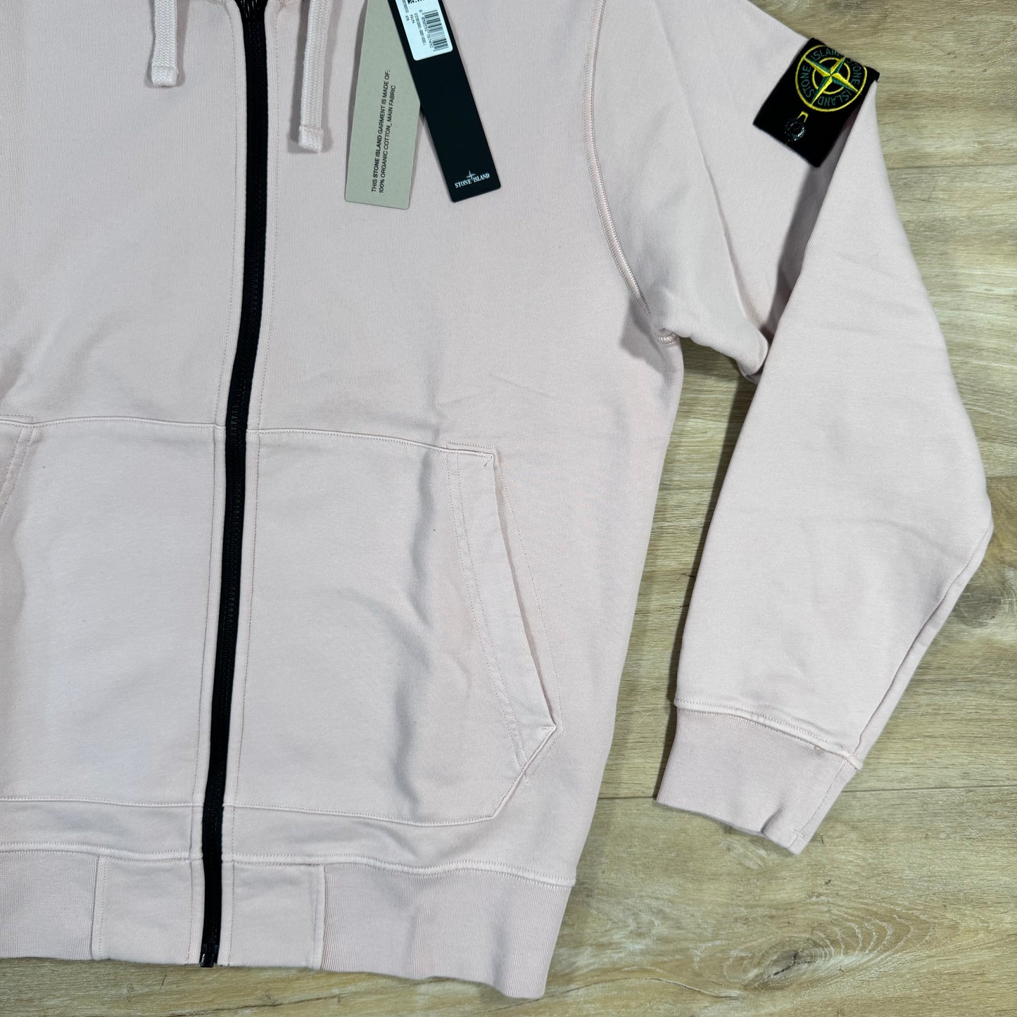 Stone Island Organic Cotton Fleece Zip Hoodie in Antique Rose
