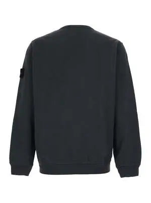 Stone Island Organic Cotton Interlock Crewneck Sweatshirt in Navy