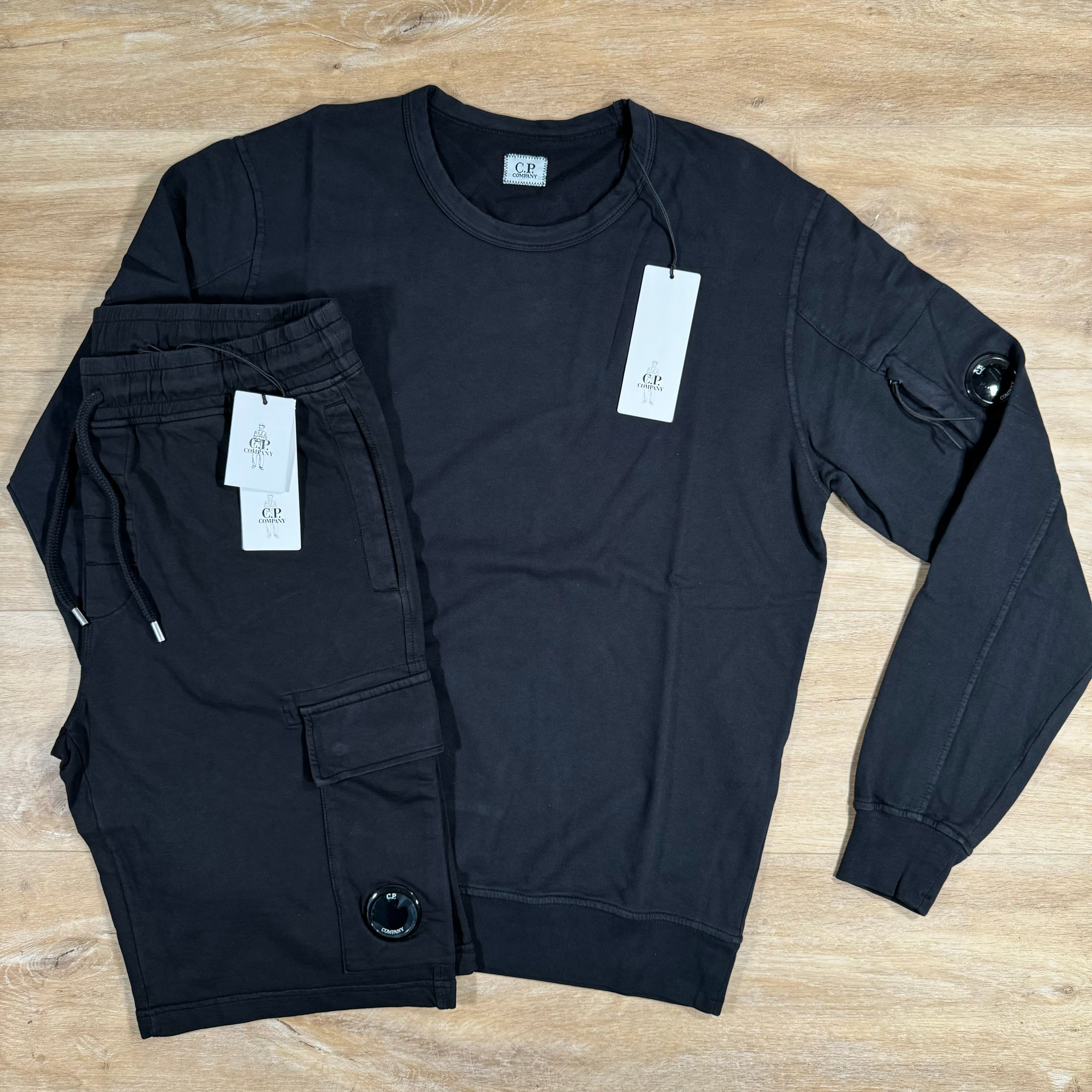 C.P. Company Light Fleece Lens Tracksuit in Black LABEL MENSWEAR