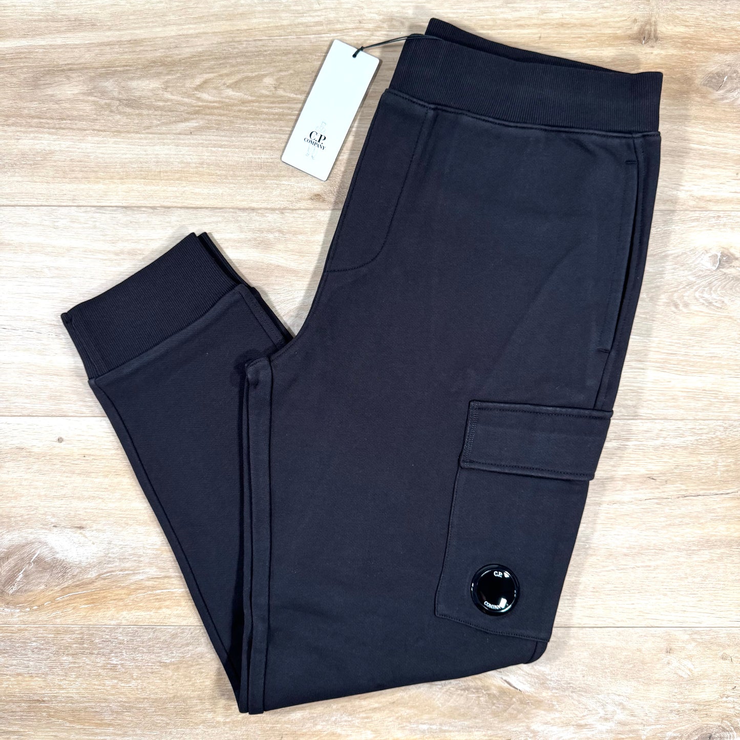 C.P. Company Diagonal Raised Fleece Lens Sweatpants in Black