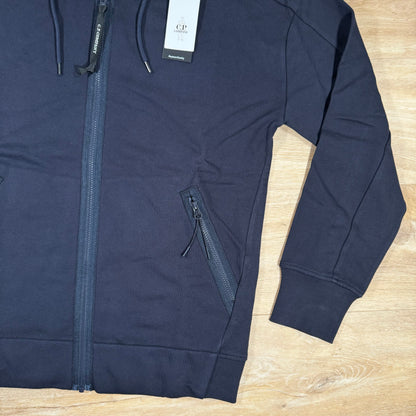 C.P. Company Diagonal Raised Fleece Goggle Hoodie in Navy