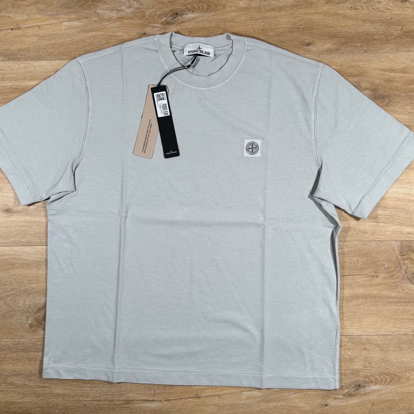 Stone Island Combed Organic Cotton Patch Logo T-Shirt in Pearl Grey