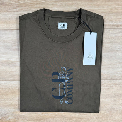 C.P. Company Vertical Logo British Sailor T-Shirt in Ivy Green