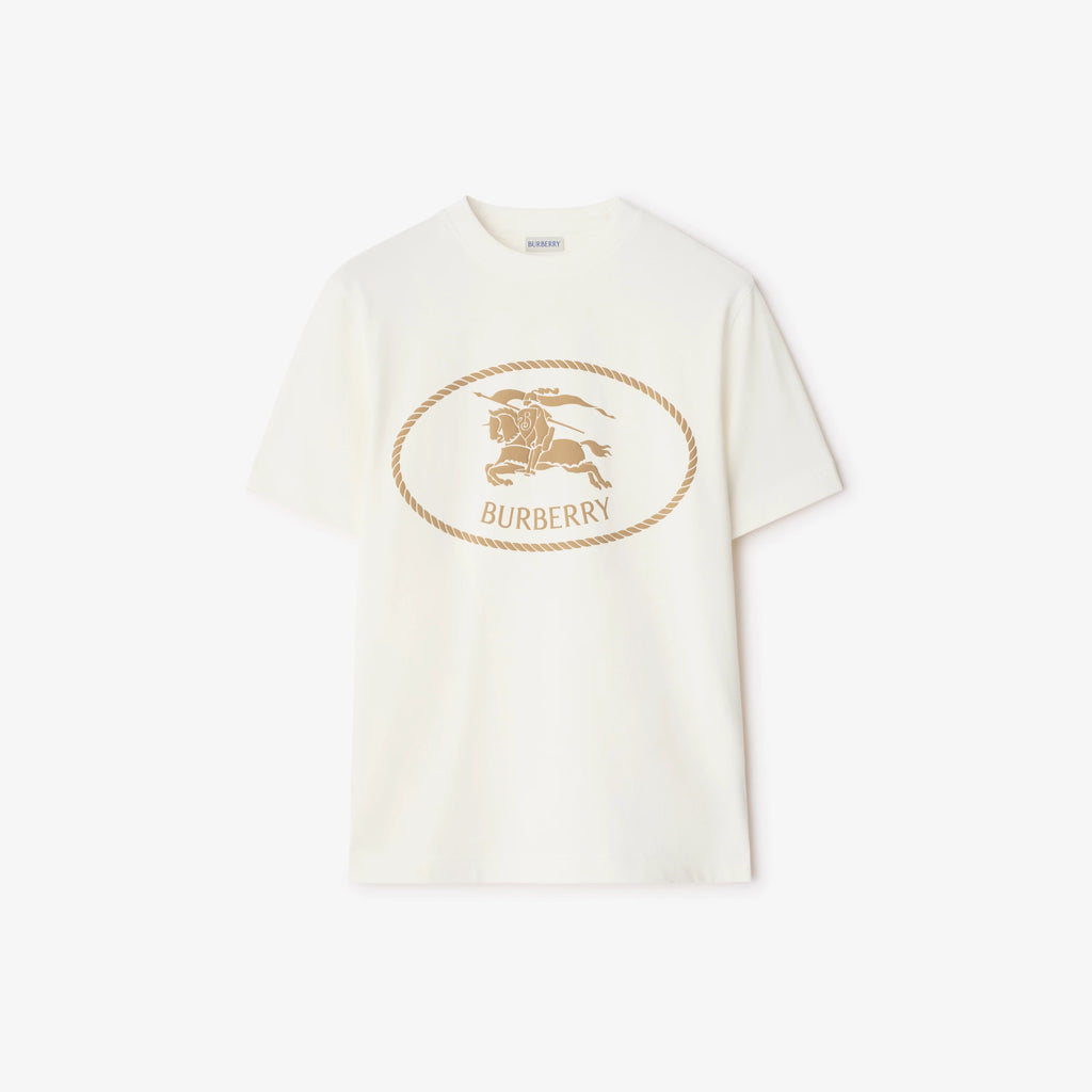 Burberry Knight Stamp Cotton T-Shirt in Chalk