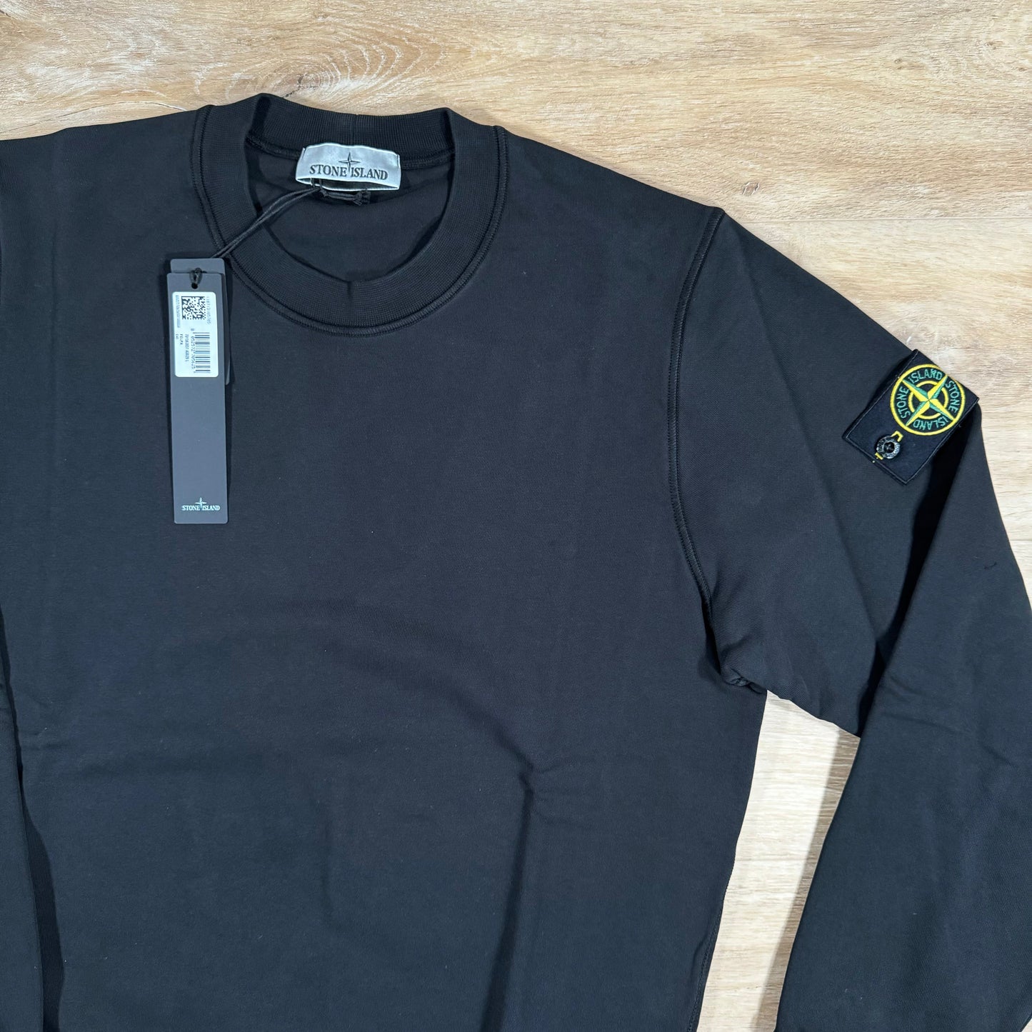 Stone Island Organic Cotton Fleece Sweatshirt in Black