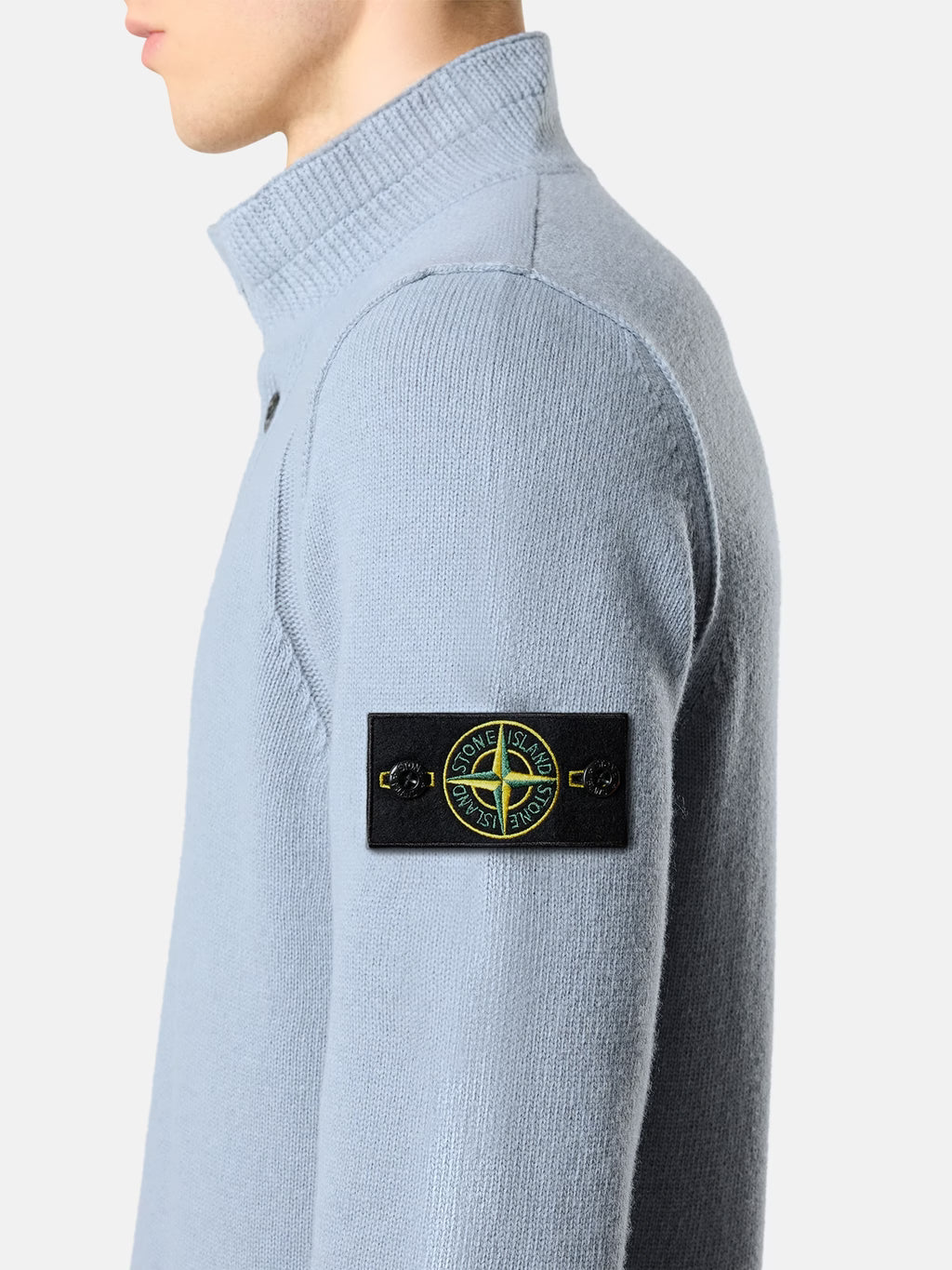 Stone Island Lambswool Half-Zip Jumper in Ash Grey