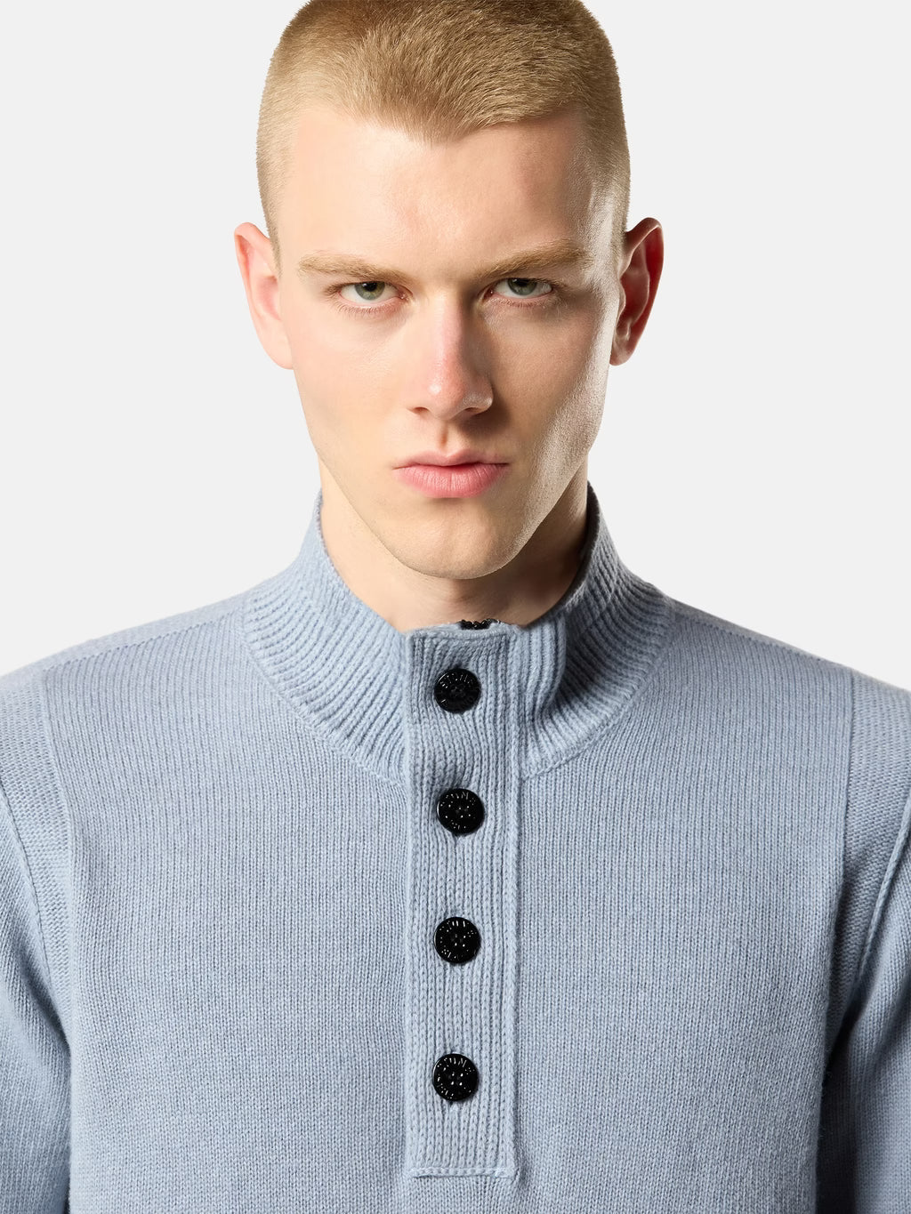 Stone Island Lambswool Half-Zip Jumper in Ash Grey