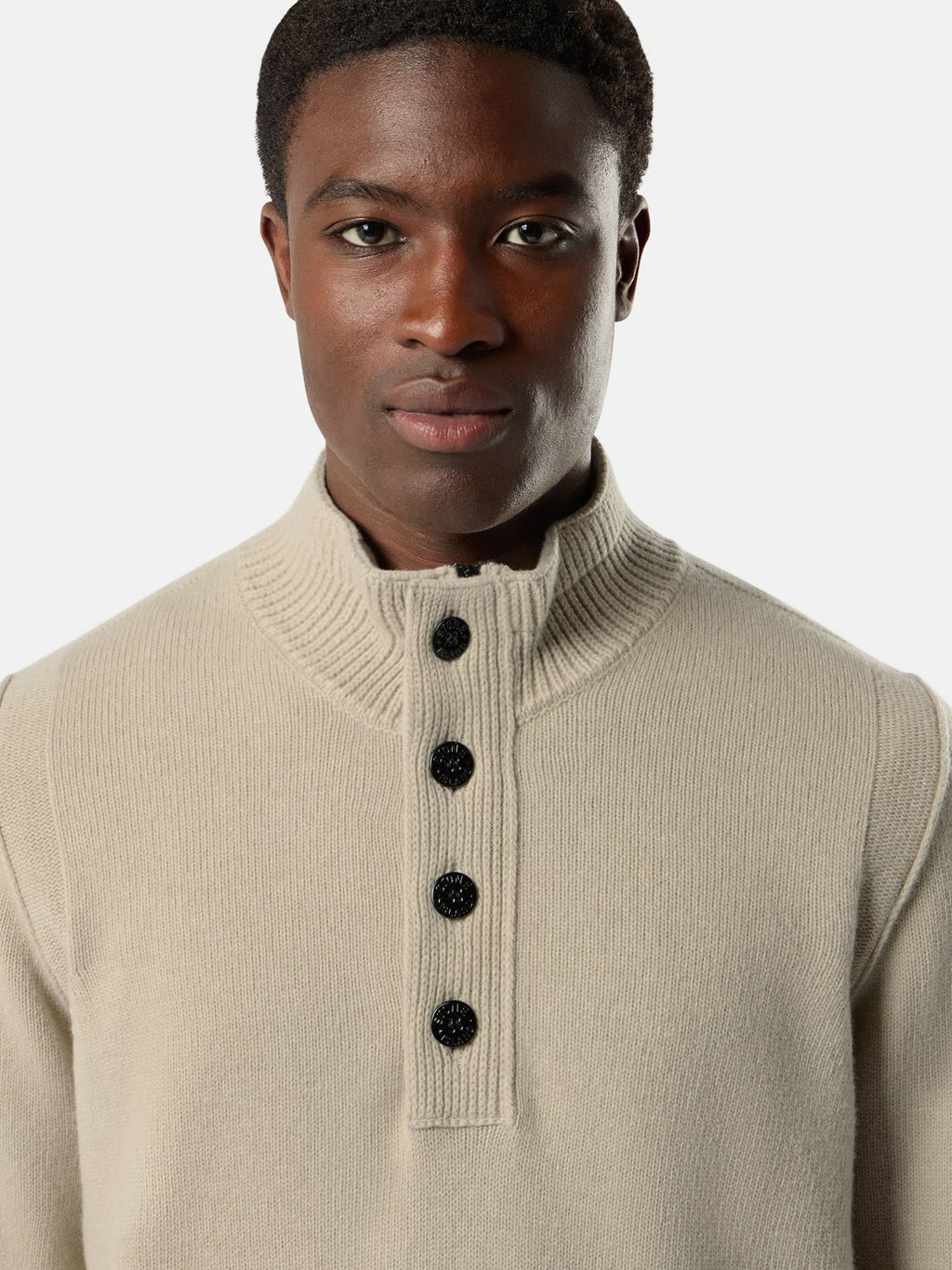 Stone Island Lambswool Half-Zip Jumper in Sand