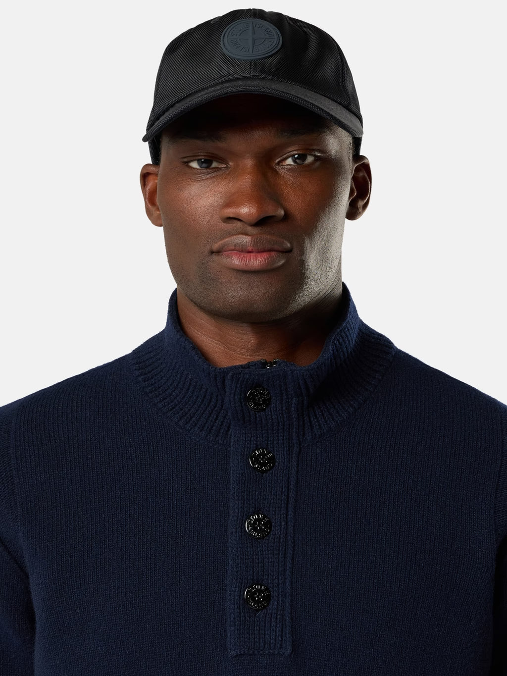Stone Island Lambswool Half-Zip Jumper in Navy