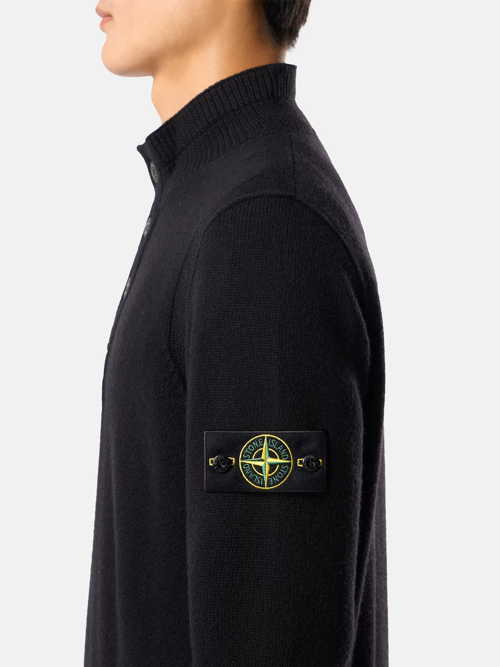 Stone Island Lambswool Half-Zip Jumper in Black