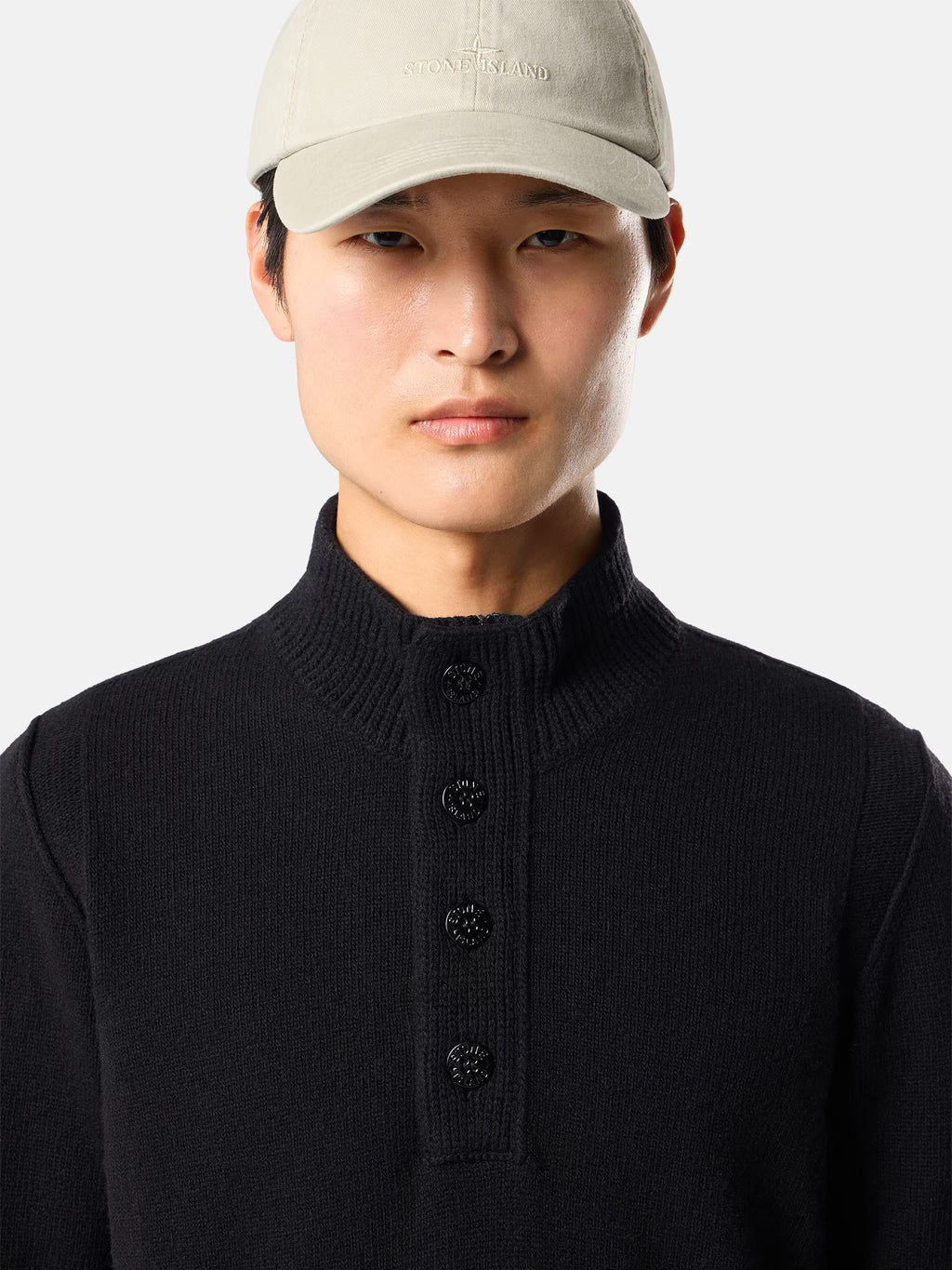 Stone Island Lambswool Half-Zip Jumper in Black